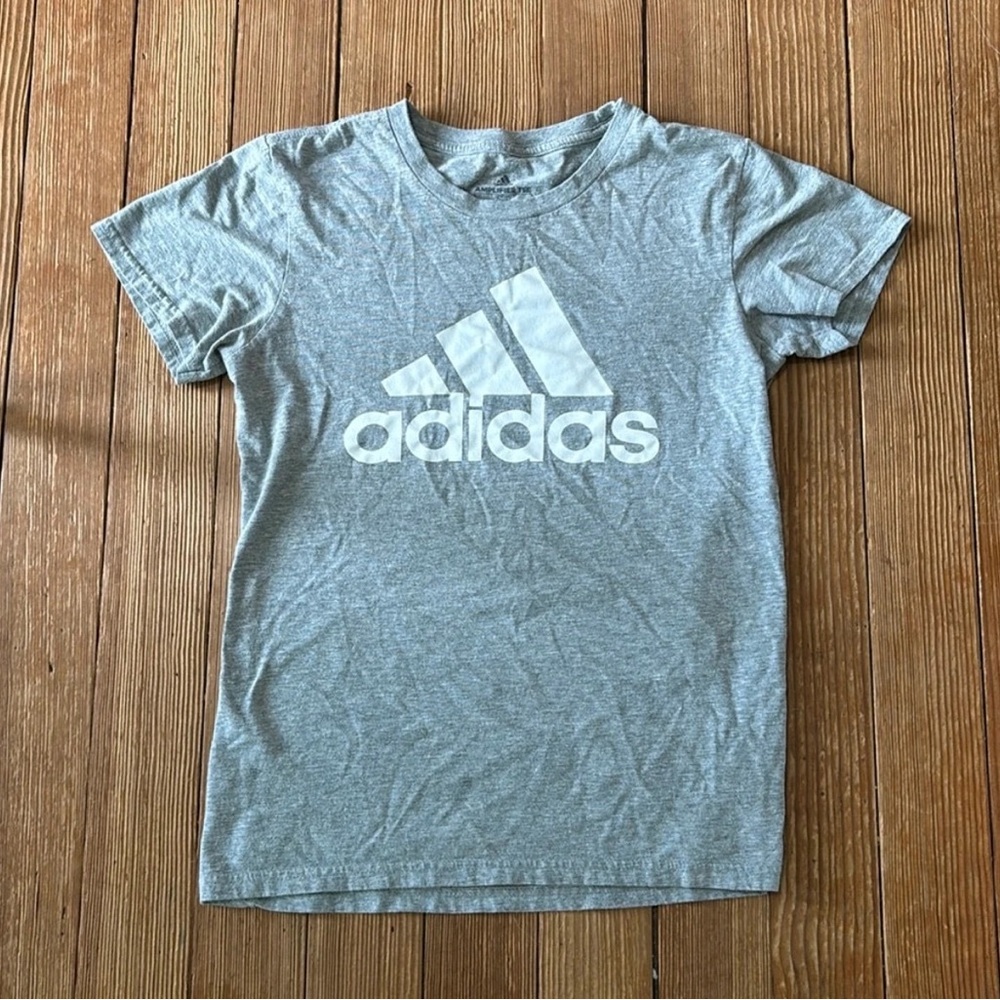 Adidas Gray Short Sleeve Tees Athletic Style